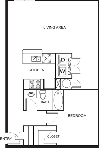 One Bedroom- 4122 Floorplan Image